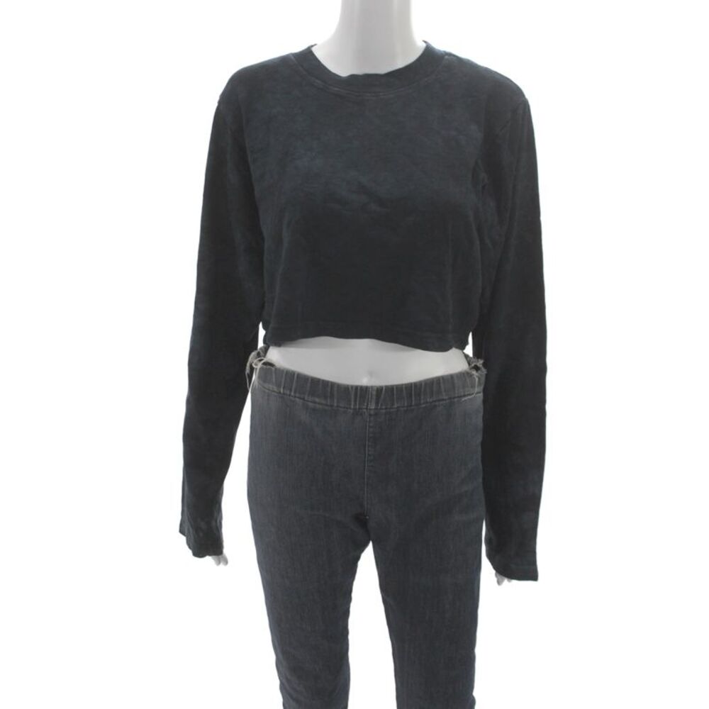 Cotton Citizen Women T Shirt Pajama Top Black Long Sleeve Crew Neck Size M